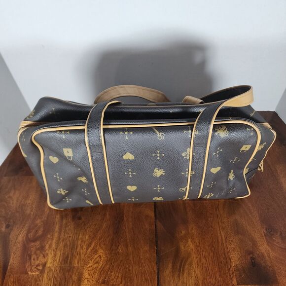 Large Brown with Beige Trim Cosmetic Bag - Picture 2 of 10